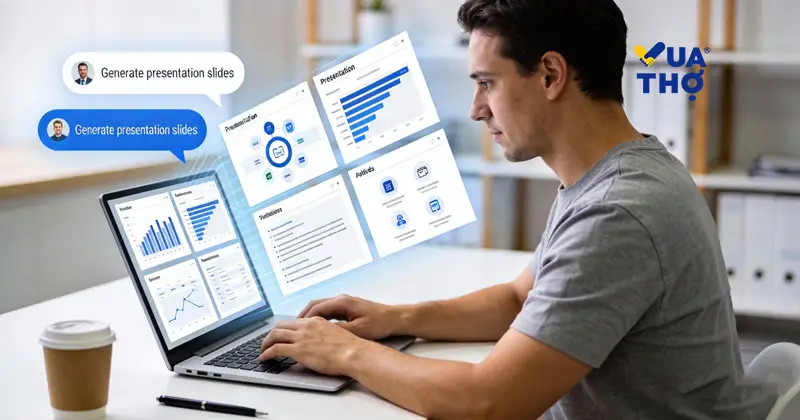 T&iacute;nh năng tạo slide từ c&acirc;u lệnh v&agrave; t&agrave;i liệu của Agnes AI.