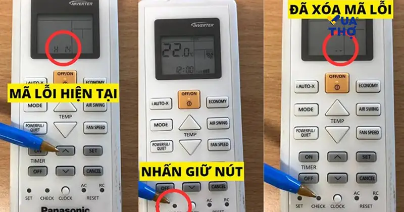 quy trình xóa & reset bảng mã lỗi máy lạnh panasonic inverter