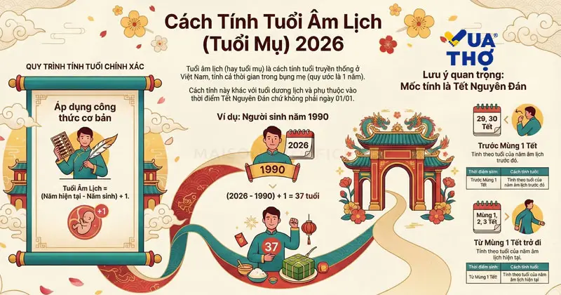 Tra cứu bảng t&iacute;nh tuổi &acirc;m lịch năm 2026 chuẩn x&aacute;c cho 12 con gi&aacute;p.