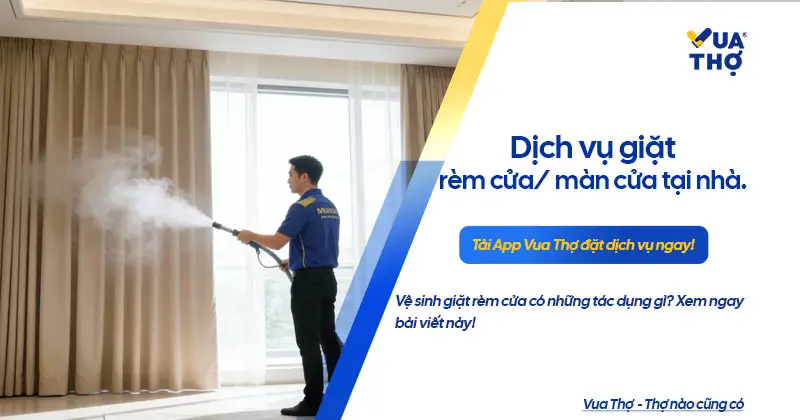 Dịch vụ giặt rèm cửa tại nhà TPHCM chuyên nghiệp bằng hơi nước nóng.