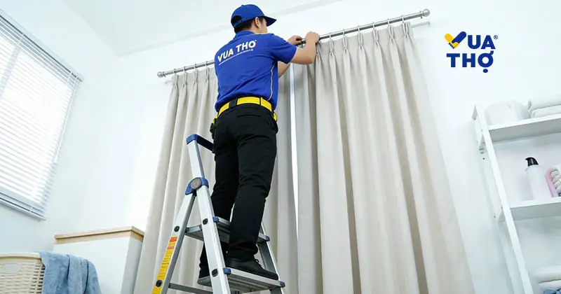 Thợ Vua Thợ tháo lắp rèm cửa miễn phí tại nhà khách hàng.