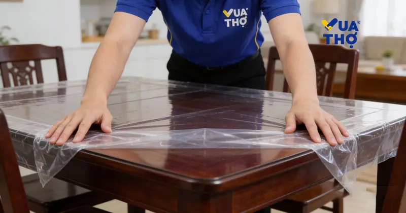 Quy tr&igrave;nh thi c&ocirc;ng sơn nh&agrave; chuy&ecirc;n nghiệp của Vua Thợ lu&ocirc;n đảm bảo che chắn nội thất kỹ c&agrave;ng cho kh&aacute;ch h&agrave;ng.