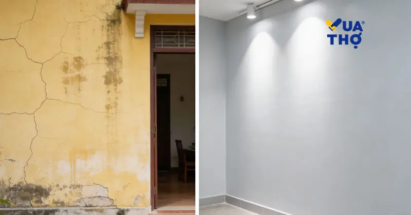 So s&aacute;nh trước v&agrave; sau khi sơn lại nh&agrave; cũ, giải ph&aacute;p cải thiện thẩm mỹ v&agrave; bảo vệ kết cấu ng&ocirc;i nh&agrave;.