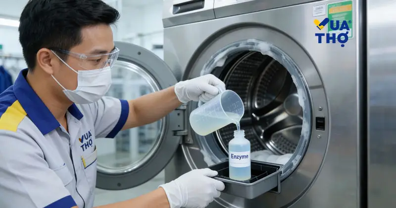 Sử dụng Enzyme Lipase chuyên dụng trong quy trình giặt công nghiệp để phân hủy dầu massage trên khăn spa.