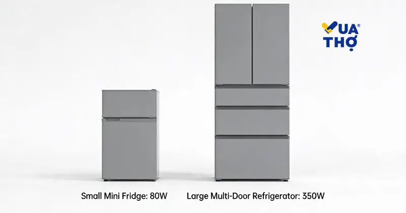 C&aacute;c yếu tố ảnh hưởng đến c&ocirc;ng suất ti&ecirc;u thụ điện của tủ lạnh.