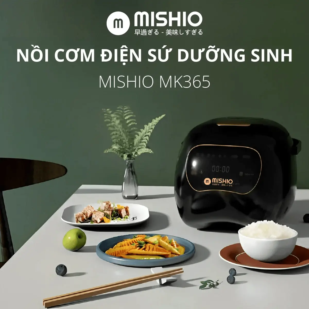 nồi cơm lòng sứ dưỡng sinh Mishio