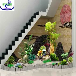 Hòn non bộ dưới chân cầu thang Biểu tượng phong thủy tinh tế và nghệ thuật trang trí không gian sống