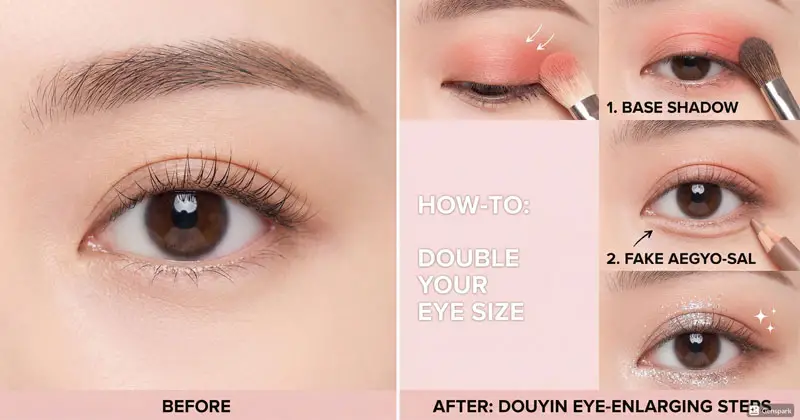 c&aacute;ch l&agrave;m mắt to trong  makeup douyin