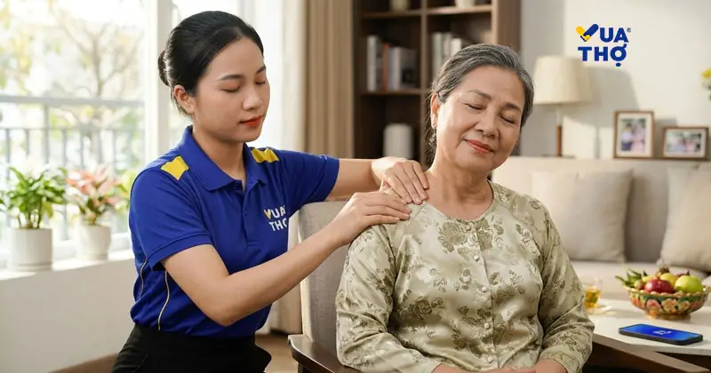 Thợ chuyên viên xoa bóp bấm huyệt lành mạnh tại nhà TPHCM giúp thoái hóa cột sống cổ.