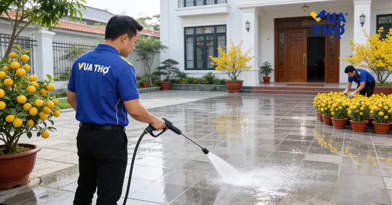 Dịch vụ dọn dẹp sân vườn đón Giao thừa 2026 của Vua Thợ.