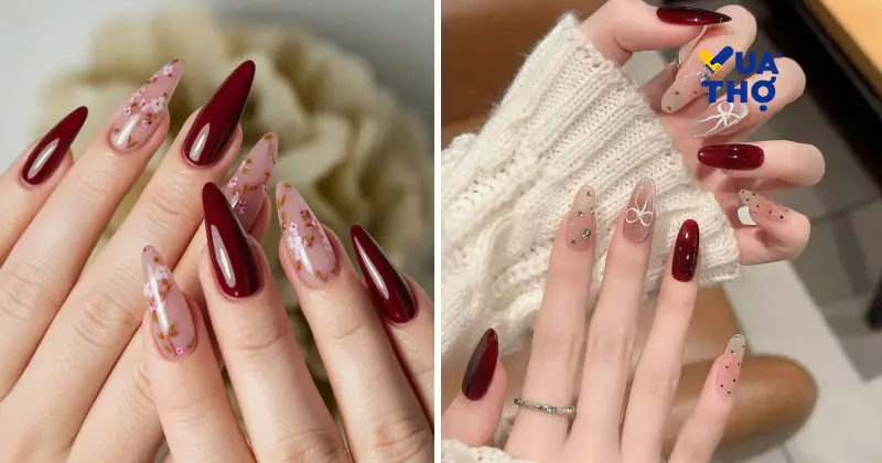 mẫu nail tết 2026 đỏ