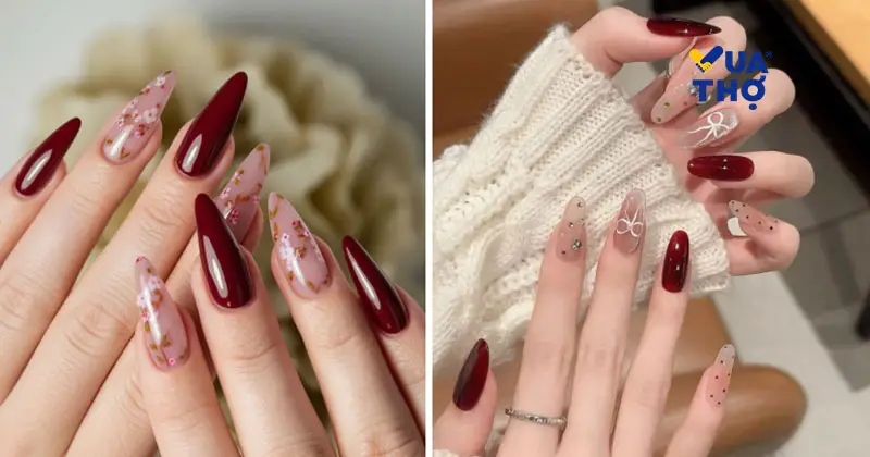 mẫu nail tết 2026 hình hoa