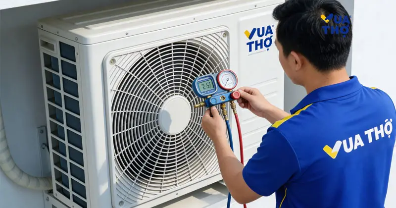 Hiện tượng ống đồng máy lạnh bám tuyết do thiếu gas.