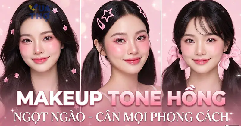 layout makeup tone hồng đi tiệc tất ni&ecirc;n
