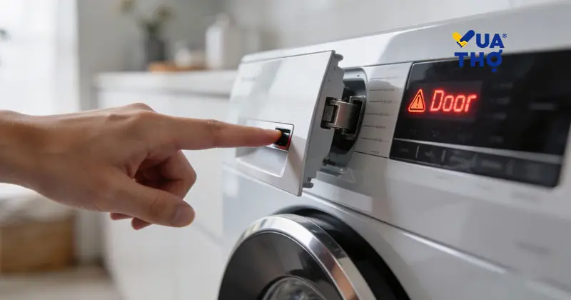 Kiểm tra cửa máy giặt chưa đóng kín khiến máy không thực hiện lệnh xả
