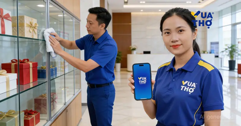 Vua Thợ hỗ trợ doanh nghiệp dọn dẹp kh&ocirc;ng gian chuẩn bị trao qu&agrave; Tết.