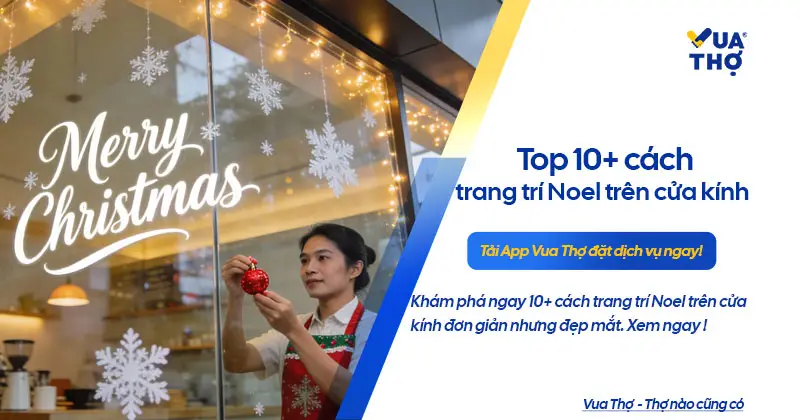 Ý tưởng trang trí Noel trên cửa kính showroom và quán cafe sang trọng, lung linh.