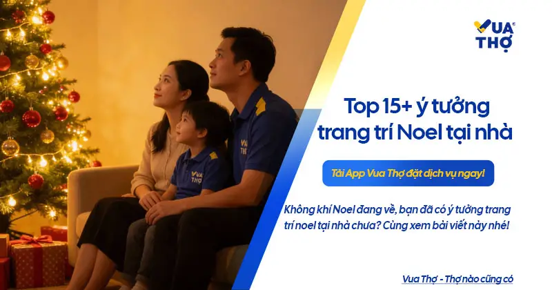 Ý tưởng trang trí Noel 2025 tại nhà đơn giản, ấm cúng và lung linh với cây thông và đèn vàng.