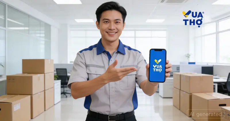 Đặt lịch dịch vụ vận chuyển văn phòng trọn gói và dịch vụ vệ sinh đi kèm qua ứng dụng Vua Thợ.