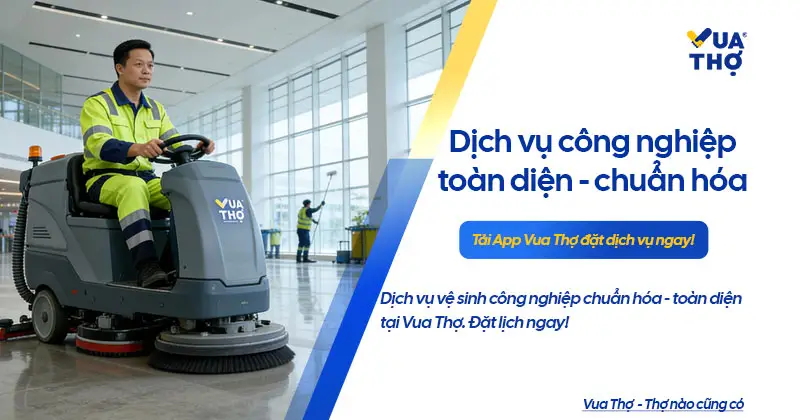 Dịch vụ vệ sinh công nghiệp toàn diện TPHCM: Sử dụng máy chà sàn tự động và đội ngũ chuyên nghiệp.