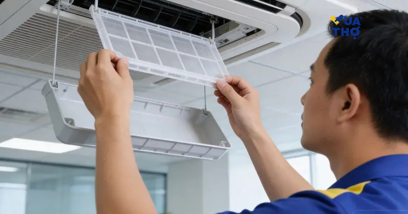 bước 2 vệ sinh máy lạnh âm trần