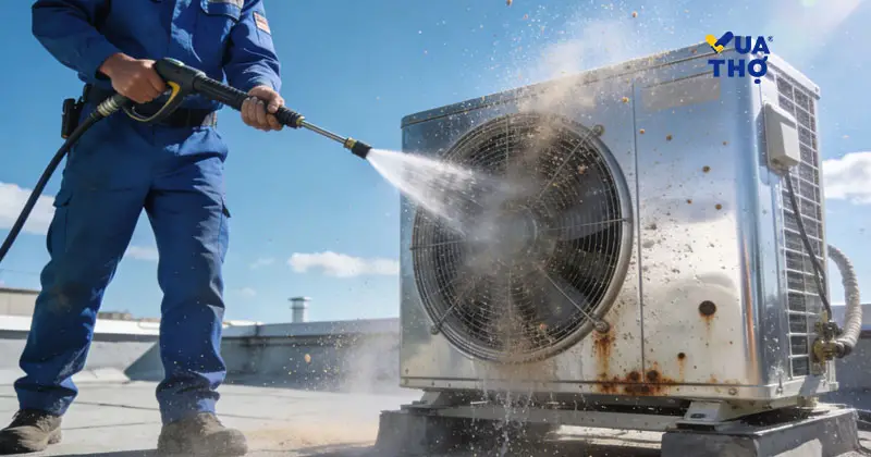 vệ sinh máy lạnh âm trần dàn nóng