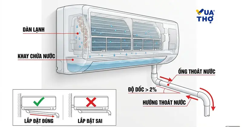 tìm hiểu vị trí ống thoát nước máy lạnh
