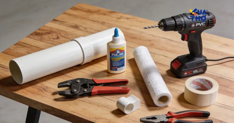dụng cụ cần thiết để lắp đặt vị trí ống thoát nước lạnh